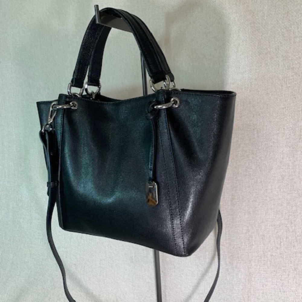 NEW FURLA Zaffiro Black Saffiano Leather Convertible Tote Bag - AUTHENTIC FURLA - Picture 9 of 16